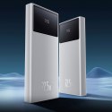 Powerbank 10000mAh USB-A USB-C z wyświetlaczem kablem 22.5W - biały