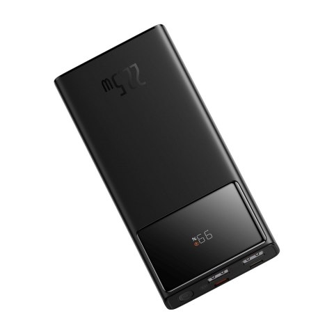 Powerbank 10000mAh USB-A USB-C z wyświetlaczem kablem 22.5W - czarny