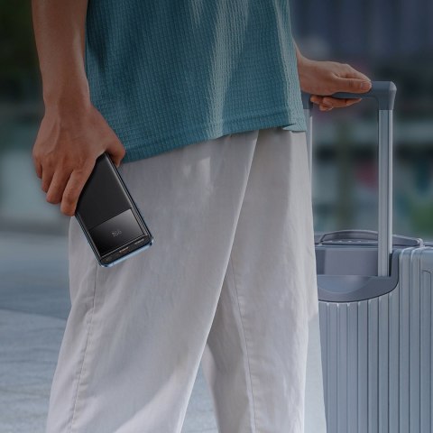 Powerbank 10000mAh USB-A USB-C z wyświetlaczem kablem 22.5W - czarny