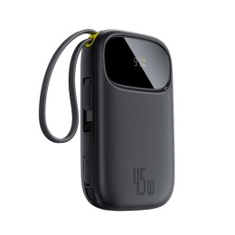 Powerbank 20000mAh USB-A USB-C z wyświetlaczem i 2 wbudowanymi kablami 45W - czarny
