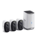 Zestaw do monitoringu zewnętrzny 3 kamery stacja bazowa 2K 16GB 7800mAh - biały