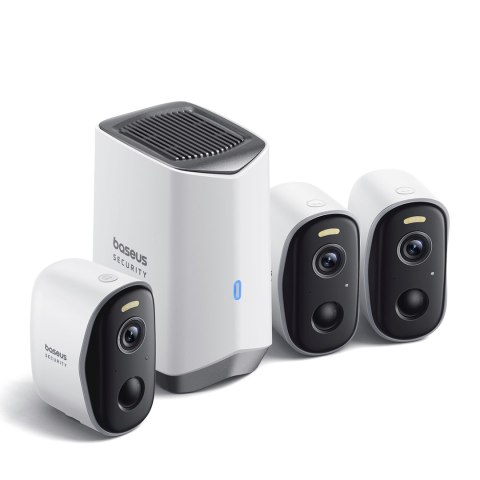 Zestaw do monitoringu zewnętrzny 3 kamery stacja bazowa 2K 16GB 7800mAh - biały