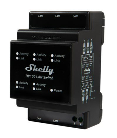 Switch LAN Shelly - gniazdko - 5 portów - 10/100 Mbit