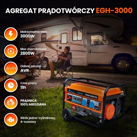 Extralink Agregat prądotwórczy EGH-3000 hybrydowy, 3kW 1F
