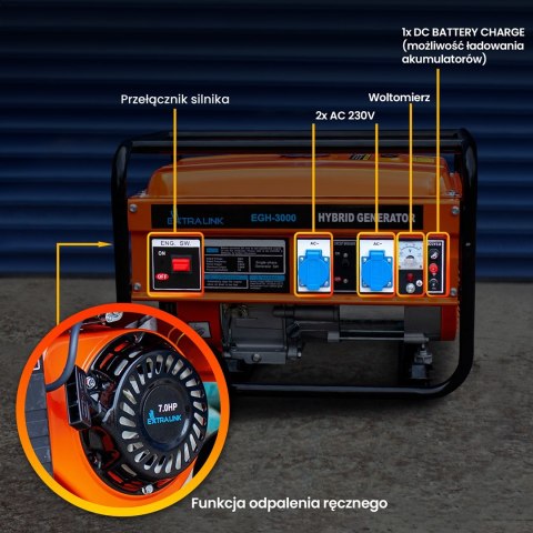 Extralink Agregat prądotwórczy EGH-3000 hybrydowy, 3kW 1F