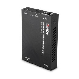 Lindy HDMI i IR over IP Extender - Odbiornik, 1920 x 1080 pikseli, Amplituner AV, 150 m, Przewodowy, HDCP