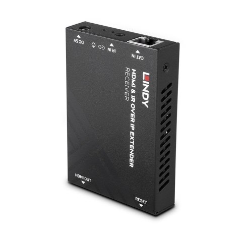 Lindy HDMI i IR over IP Extender - Odbiornik, 1920 x 1080 pikseli, Amplituner AV, 150 m, Przewodowy, HDCP