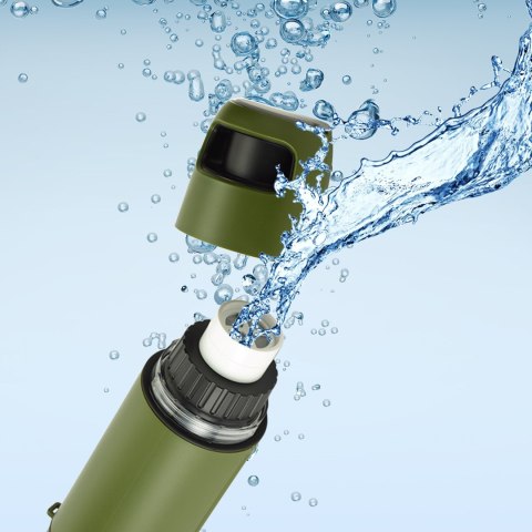Extralink PURISOO+ BUTELKA Z SYSTEMEM FILTRUJACYM Z POMPKA 400ML FILTR UF + ACF Butelka filtrująca wodę 0,4 l Zielony, Oliwkowy
