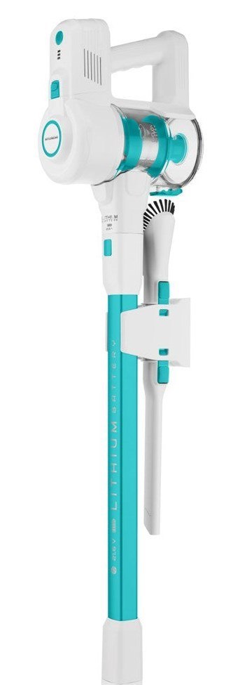 Hyundai HYUVC938 okurzacz na kiju/szczotka elektryczna Odkurzacz stojący 2 w 1 Bateria Suchy HEPA Bez worka 0,6 l Biały, Turkuso