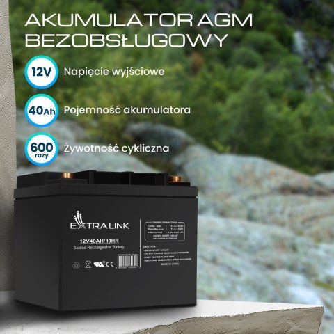 EXTRALINK AKUMULATOR BEZOBSŁUGOWY AGM 12V 40AH