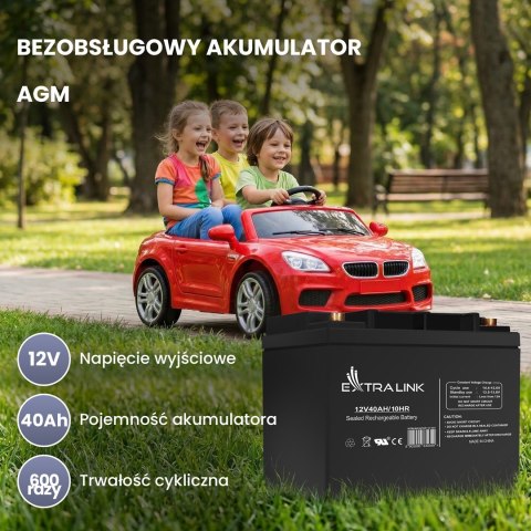 EXTRALINK AKUMULATOR BEZOBSŁUGOWY AGM 12V 40AH