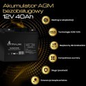 EXTRALINK AKUMULATOR BEZOBSŁUGOWY AGM 12V 40AH