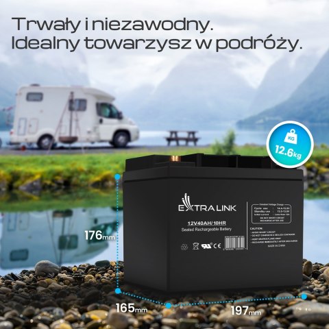 EXTRALINK AKUMULATOR BEZOBSŁUGOWY AGM 12V 40AH