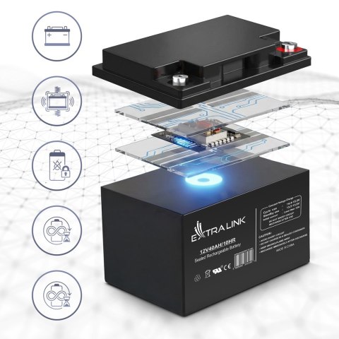 EXTRALINK AKUMULATOR BEZOBSŁUGOWY AGM 12V 40AH