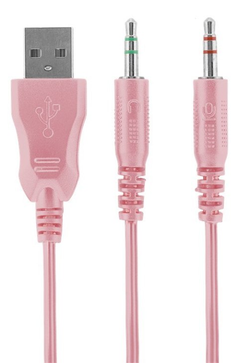 Deltaco Gaming GAM-030-P słuchawki/zestaw słuchawkowy Przewodowa Opaska na głowę USB Typu-A Różowy