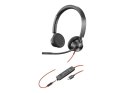 HP Poly Zestaw słuchawkowy stereo Poly Blackwire 3325 USB-C z certyfikatem Microsoft Teams + wtyczka 3,5 mm + przejściówka USB-C