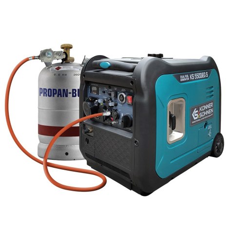 Könner & Söhnen KS 5500iEG S agregat prądotwórczy 5000 W 13,5 l Gazu płynny (LPG), Benzynowy Kolor Aqua, Czarny