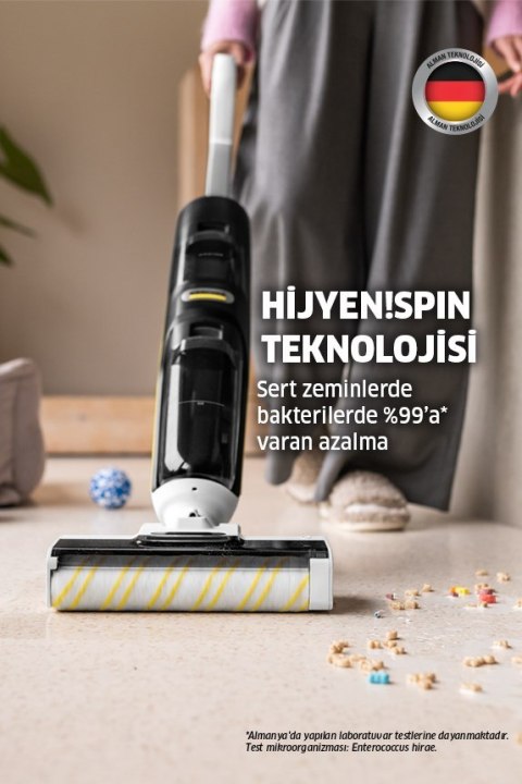 Kärcher FCV 3 vloerreiniger Odkurzacz stojący 2 w 1 Bateria Suchy i Mokry HEPA Bez worka 160 W Biały