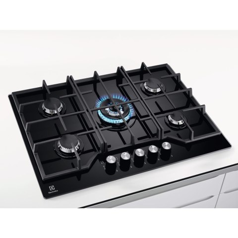 Płyta gazowa ELECTROLUX KGG75362K 75 cm | 4 palniki | ruszty żeliwne | zapłon elektryczny | czarny