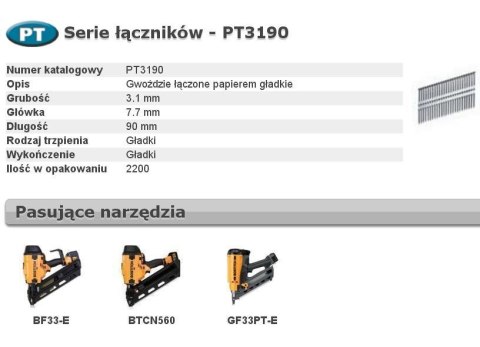 BOSTITCH GWOŹDZIE PT 33` 90mm 2.2M