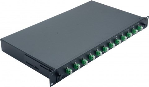 Skrzynka spawów światłowodowych 19" 12 x LC/APC Duplex OS2, zakończona spawami