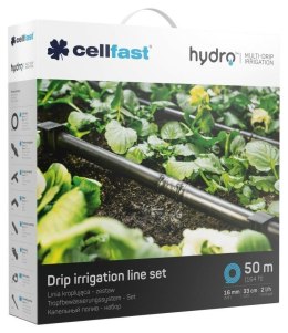 Linia kroplująca Cellfast HYDRO 19-060 (zestaw: Wąż kroplujący - 50 m Reduktor ciśnienia - 1szt. Dwójnik - 4 szt. Kolano - 4 szt