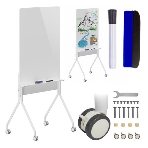ERGO OFFICE MOBILNA TABLICA SUCHOŚCIERALNA, ORIENTACJA PIONOWA, BIAŁA, JEDNOSTRONNA, Z PÓŁKĄ, WYMIARY TABLICY 1190X790MM ER-3