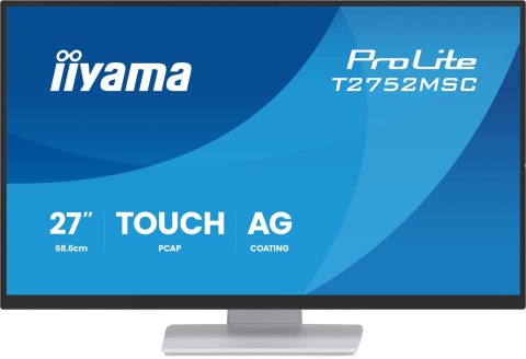 Iiyama ProLite T2752MSC-W1AG monitor komputerowy 68,6 cm (27") 1920 x 1080 px Full HD LCD Ekran dotykowy Biały