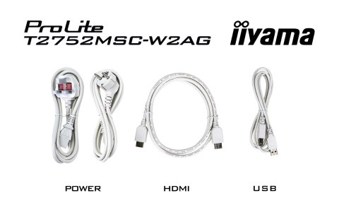Iiyama ProLite T2752MSC-W1AG monitor komputerowy 68,6 cm (27") 1920 x 1080 px Full HD LCD Ekran dotykowy Biały