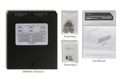Płyta montażowa IcyDock 4x6,3cm SATAI-III/SAS w 1x5,25" HDD/SSD
