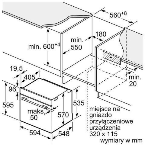 Piekarnik elektryczny BOSCH HBA572EM3 Serie 4 71 l | AirFry | pyroliza | termoobieg | czarny mat