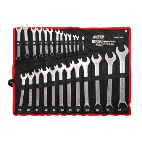 AWTOOLS KLUCZ PŁASKO-OCZKOWY KPL.25szt. /6mm-36mm /BLACK LINE