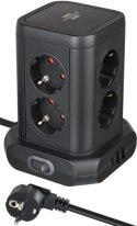 Brennenstuhl 1153560010 Wieża zasilająca Tower 8 gniazd 2xUSB-A 1xUSB-C PD 2m Schuko Czarna
