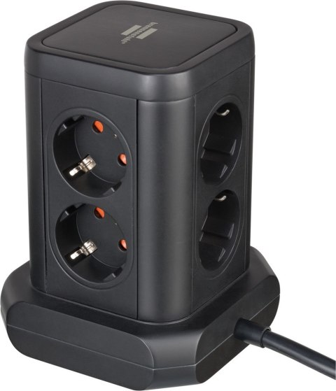 Brennenstuhl 1153560010 Wieża zasilająca Tower 8 gniazd 2xUSB-A 1xUSB-C PD 2m Schuko Czarna