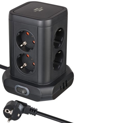 Brennenstuhl 1153560010 Wieża zasilająca Tower 8 gniazd 2xUSB-A 1xUSB-C PD 2m Schuko Czarna