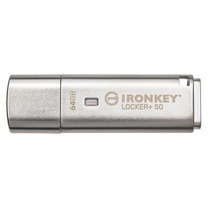 Kingston IronKey Locker+ 50 pamięć USB 64 GB USB Typu-A 3.2 Gen 1 (3.1 Gen 1) Srebrny