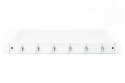 Panel krosowy FO z wyposażeniem 19'' 1U, 6x LC dx, OM3, pigtaile, adaptery, tacki, wysuwany, szary