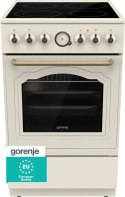 Kuchnia elektryczna GORENJE GECS5B70CLI Retro 50 cm | AirFry | funkcja Pizza | FrozenBake | kremowy