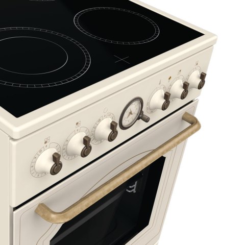 Kuchnia elektryczna GORENJE GECS5B70CLI Retro 50 cm | AirFry | funkcja Pizza | FrozenBake | kremowy