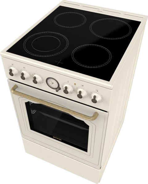 Kuchnia elektryczna GORENJE GECS5B70CLI Retro 50 cm | AirFry | funkcja Pizza | FrozenBake | kremowy