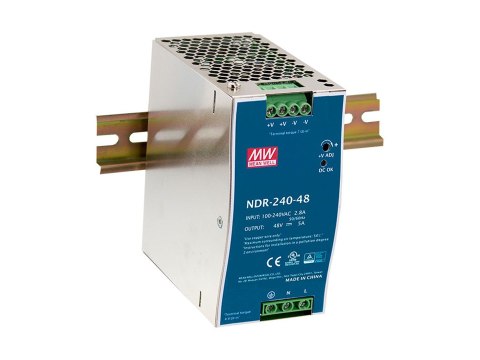Zasilacz przemysłowy LevelOne 48VDC/240W+szyna DIN srebrny