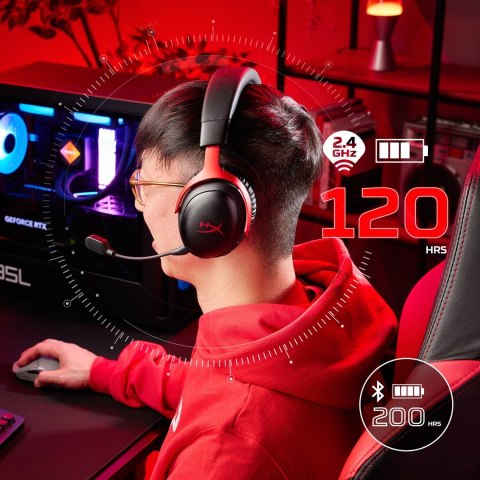 HyperX Cloud III Wireless - bezprzewodowy zestaw słuchawkowy do gier (czarno-czerwony)