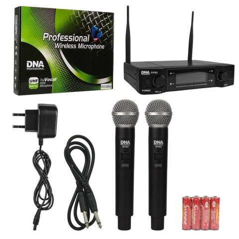 DNA DVS2 - Mikrofon bezprzewodowy, 2x nadajnik doręczny + baza, pasmo UHF 560-590 MHz