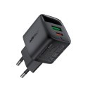 Ładowarka sieciowa z wyświetlaczem USB-A USB-C GaN PD 35W - czarna