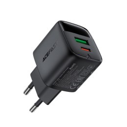 Ładowarka sieciowa z wyświetlaczem USB-A USB-C GaN PD 35W - czarna