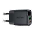 Ładowarka sieciowa z wyświetlaczem USB-A USB-C GaN PD 35W - czarna