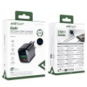 Ładowarka sieciowa z wyświetlaczem USB-A USB-C GaN PD 35W - czarna