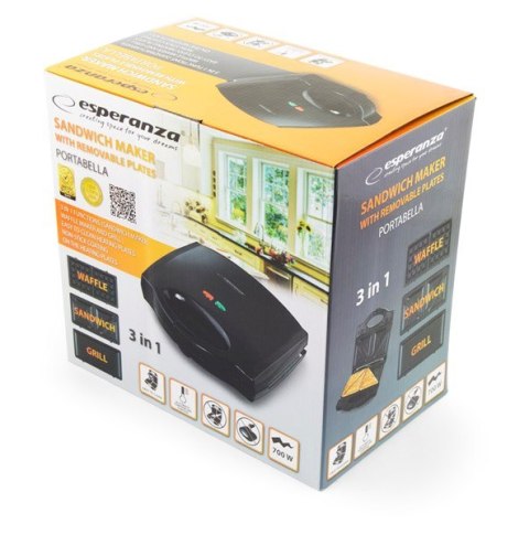 Opiekacz do kanapek Esperanza Portabella EKT006K (700W; kolor czarny)