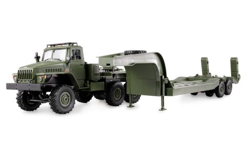 Ciężarówka Wojskowa Amewi Ural B36 6WD Z Naczepą Niskopodwoziową 1:16 RTR Zielony