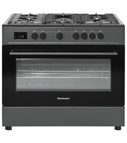 Kuchnia gazowo-elektryczna RAVANSON KWGE-K90A Cheff Modern Black | 5 palników + palnik WOK | termoobieg | rożen | czarny